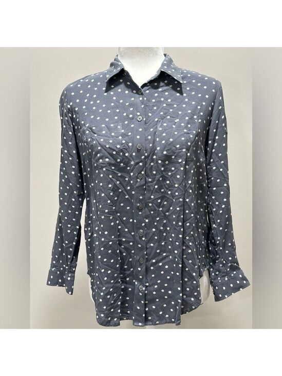 LOFT Tops - LOFT Women’s Black Polka Dot Long Sleeve Button Down Shirt Size SP